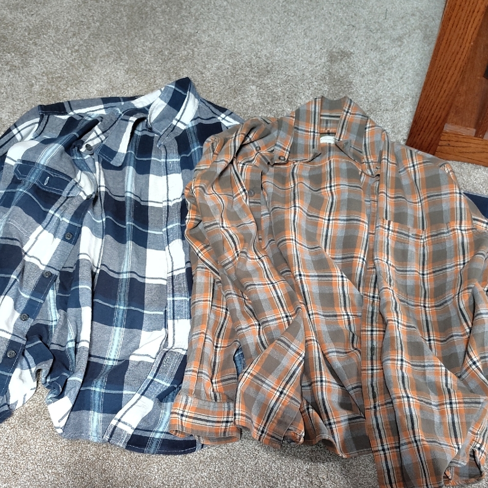 Green/Orange And Blue/White Flannel Bundle